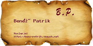 Benő Patrik névjegykártya